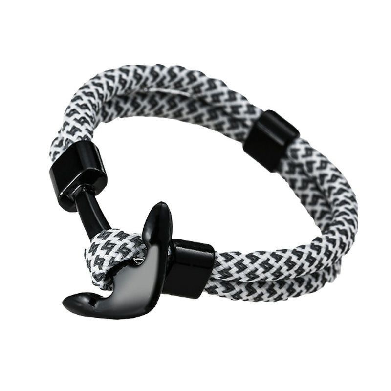 Bracelet en corde tissé d'ancre réfléchissante holographique transfrontalière série marine tissée rétro couple bracelet natal pour hommes et femmes