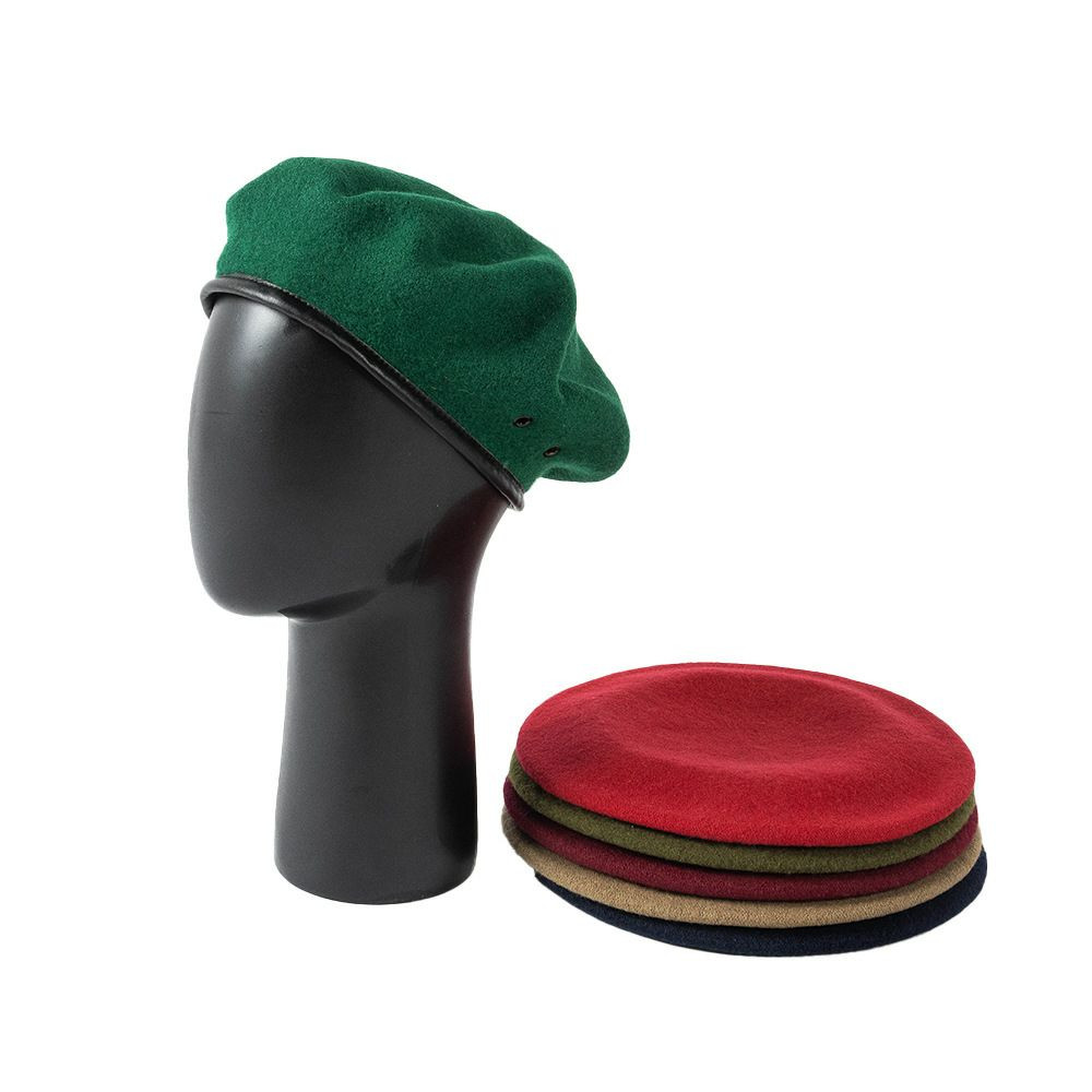 Gajaous berets militaire en laine, couvre-chef  professionnelle Béret Collège Training de sécurité Garne de sécurité Pu Leather Edge Ajustement, bandeau en cuir