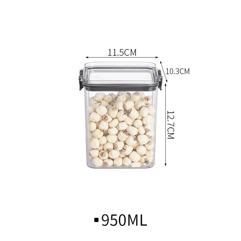 0.95L - Boîte de rangement en plastique scellée transparente carrée épaissie - boîte de stockage de fruits secs et de céréales