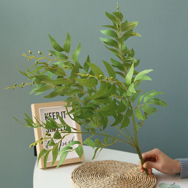 Simulation de bouquet de feuilles de saule, art floral de mariage, salle de mariage, décoration douce d'hôtel, sérigraphie en tissu, simulation de fleur