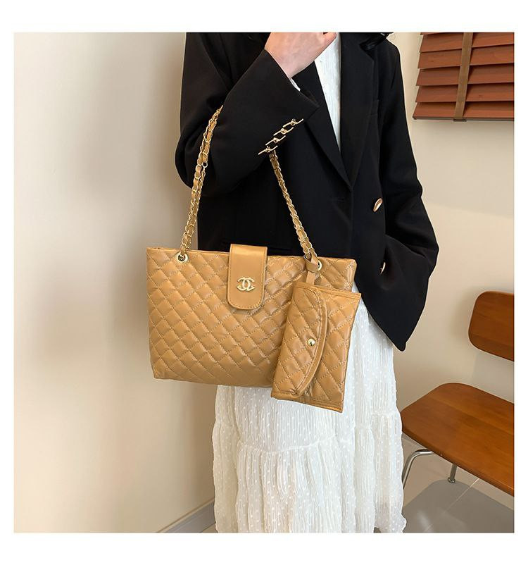 Nouveau sac à main transfrontalier à chaîne en losange tendance en cuir souple pour femme épaule grande capacité sac fourre-tout à bandoulière