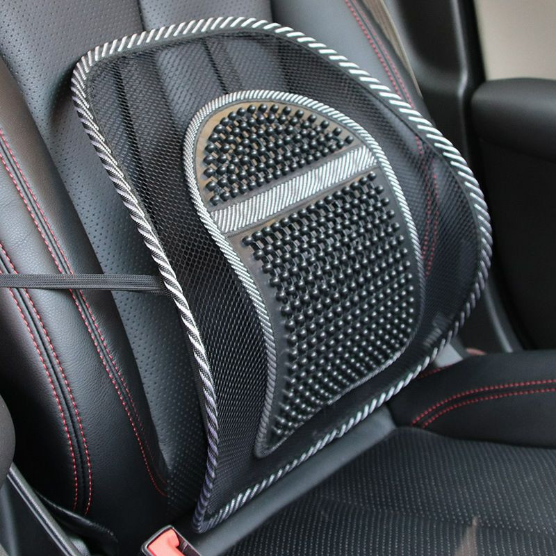 Support lombaire ergonomique en maille, souvent utilisé pour soulager le dos sur des chaises de bureau ou des sièges de voiture.