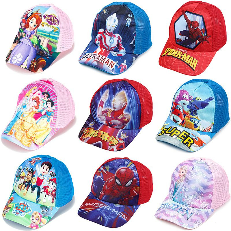 Cap Casquettes de baseball de protection solaire pour enfants, chapeau mignon confortable motif de bande dessinée et de héros de dessin anime pour les enfants filles et garçons