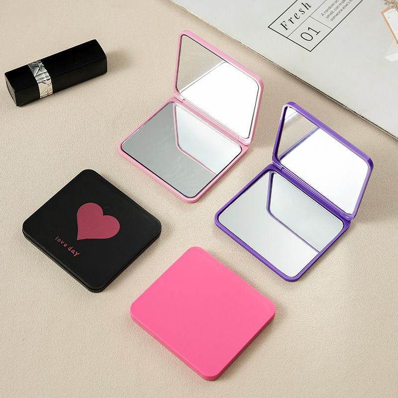 Miroir pliant mini miroir de maquillage haute définition portable miroir carré double face étudiant miroir pliant de poche
