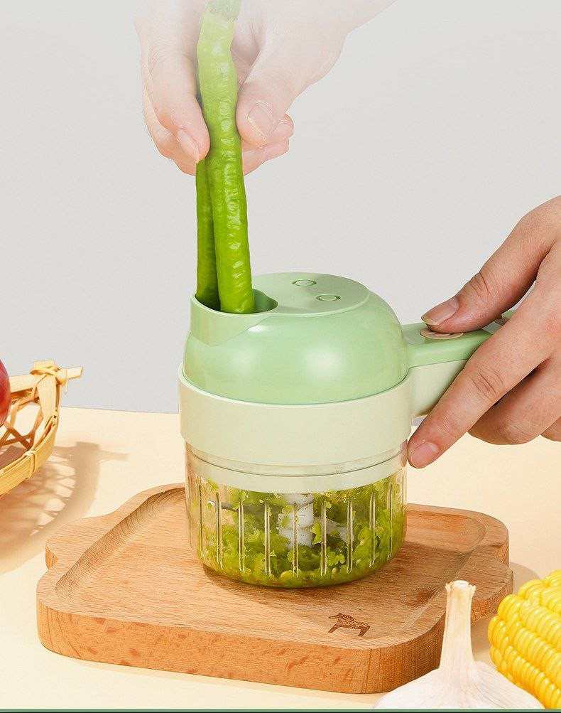 Machine de cuisson d'accompagnement à main pour hacher les rondelles de poivron, coupe-légumes d'oignon vert pour couper les tranches de gingembre et d'ail, outil électrique pour hacher l'ail
